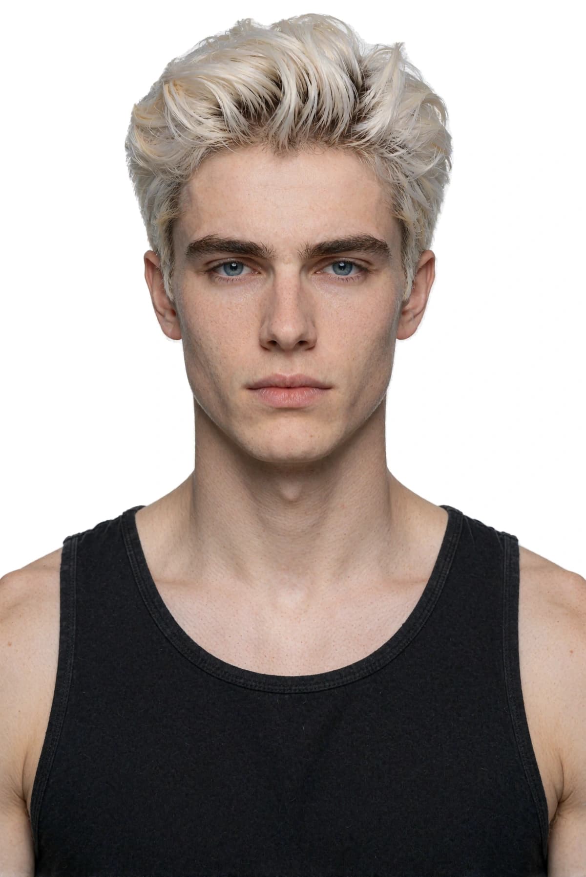 AI-generated male face with platinum hair for the 8M AI Faces catalogue roster