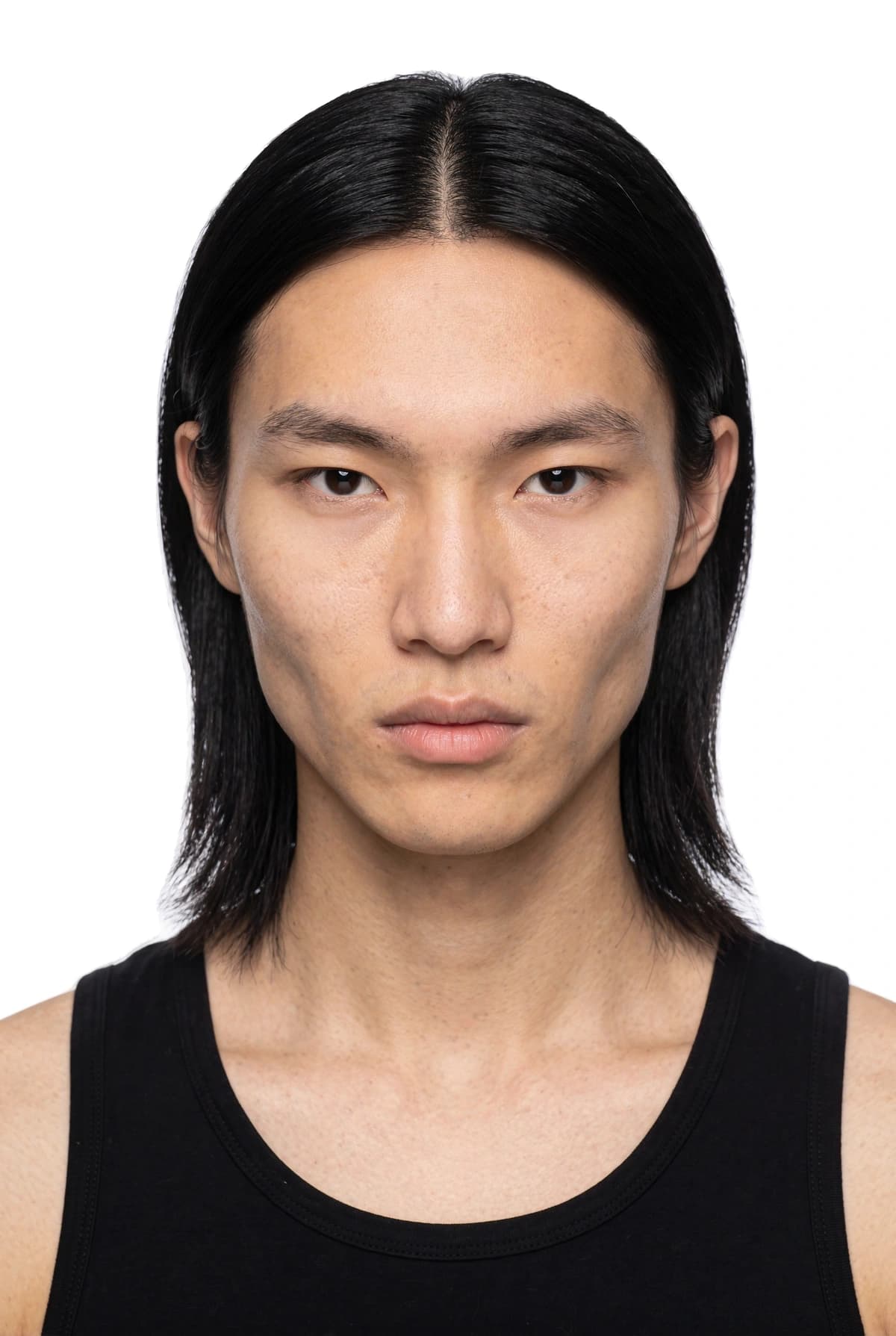 AI-generated male face with straight black hair for the 8M AI Faces catalogue roster