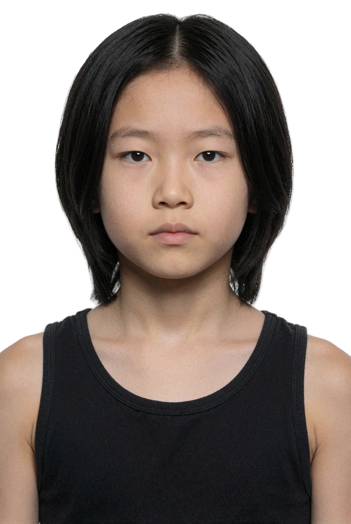 AI-generated younger face with straight black hair for the 8M AI Faces catalogue roster