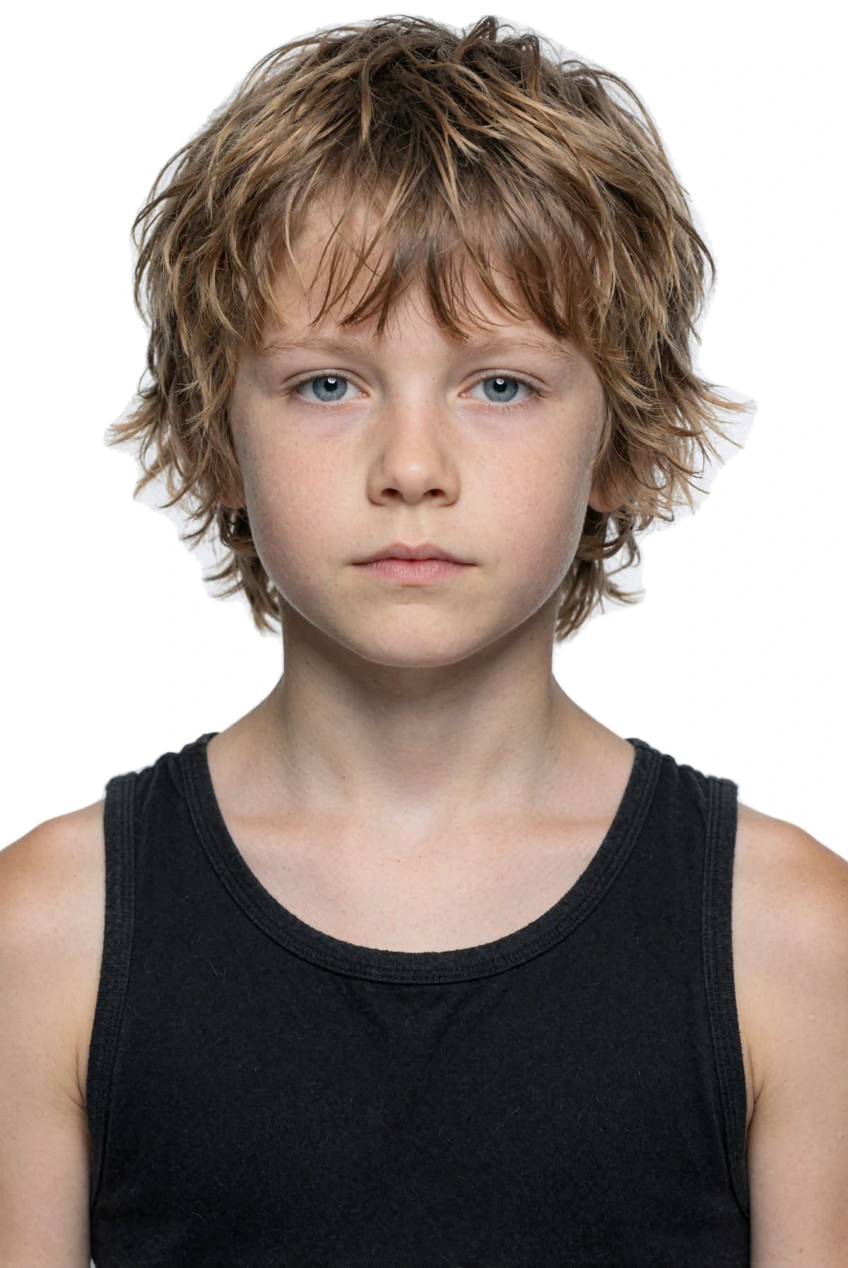 AI-generated younger face with layered light brown hair for the 8M AI Faces catalogue roster