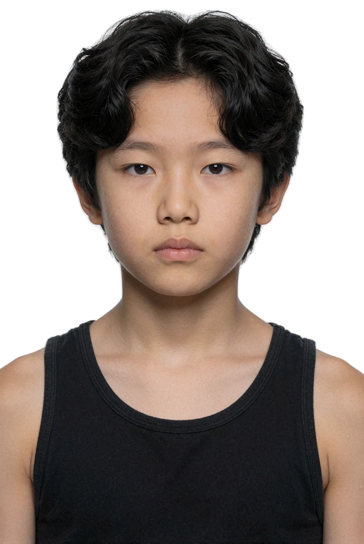 AI-generated younger face with wavy black hair for the 8M AI Faces catalogue roster