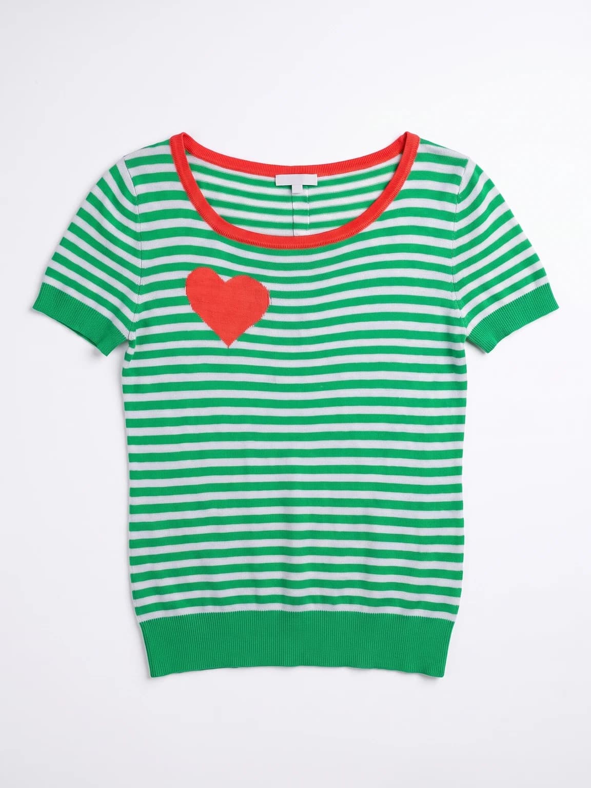 Green and white striped knit T-shirt product source